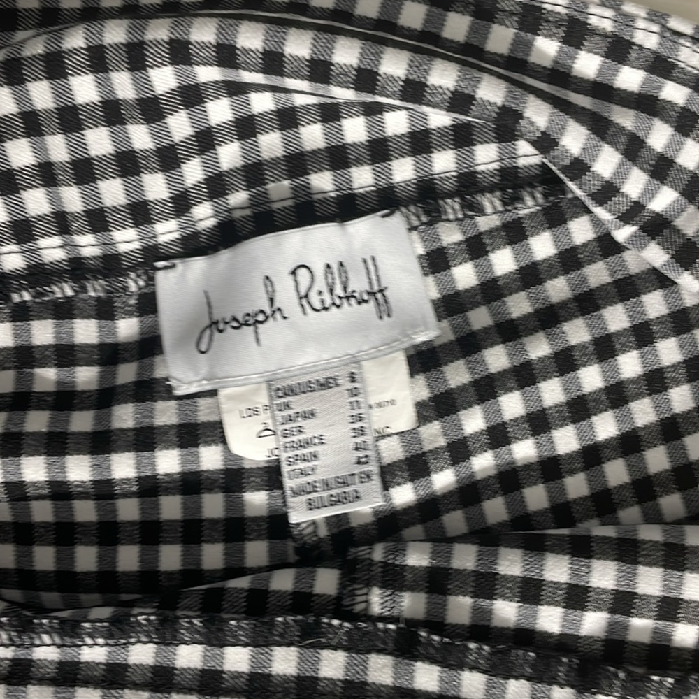 Joseph Ribkoff Sz 8 Black White Gingham Check Ankle Pants Ankle Cropped - Picture 4 of 4